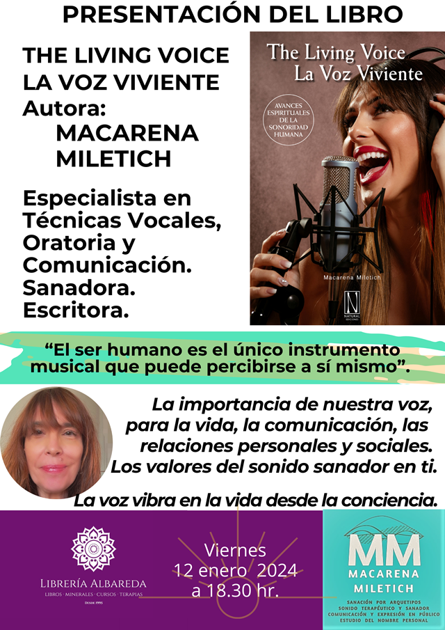 Macarena Miletich presenta su libro 'The Living Voice: La Voz Viviente'